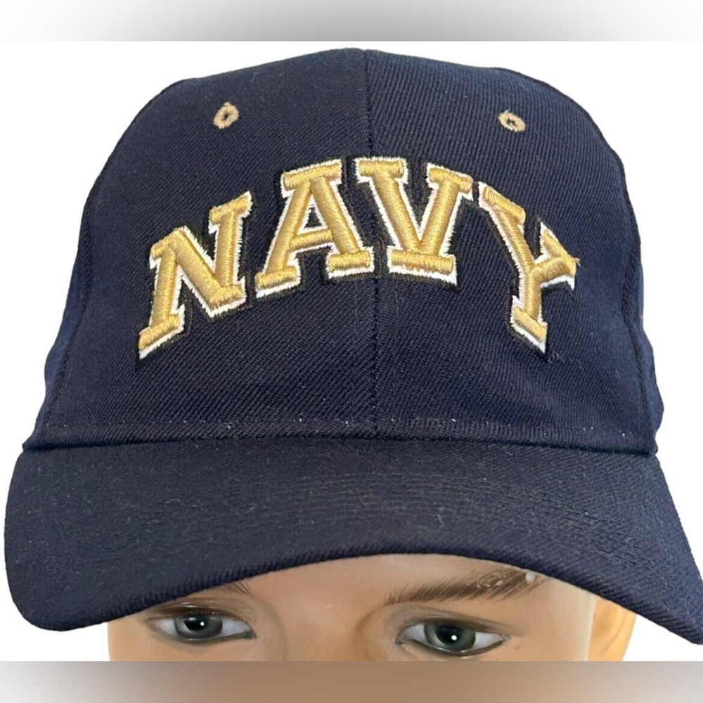 Zephyr Navy Baseball Cap with Gold NAVY Embroidery